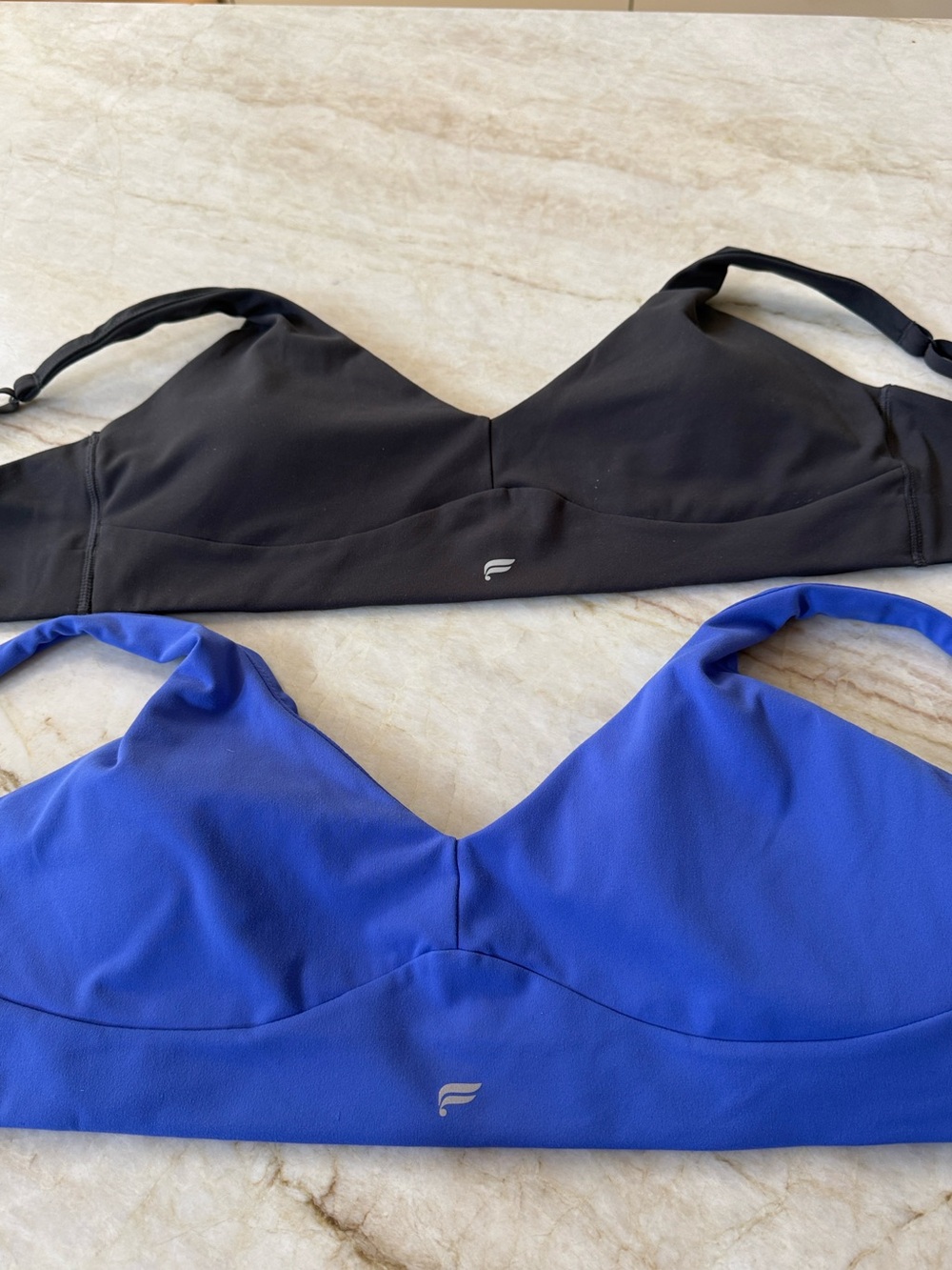 Fabletics Seamless V-Neck Bralette Duo - charcoal grey & Royal Blue- pure luxe